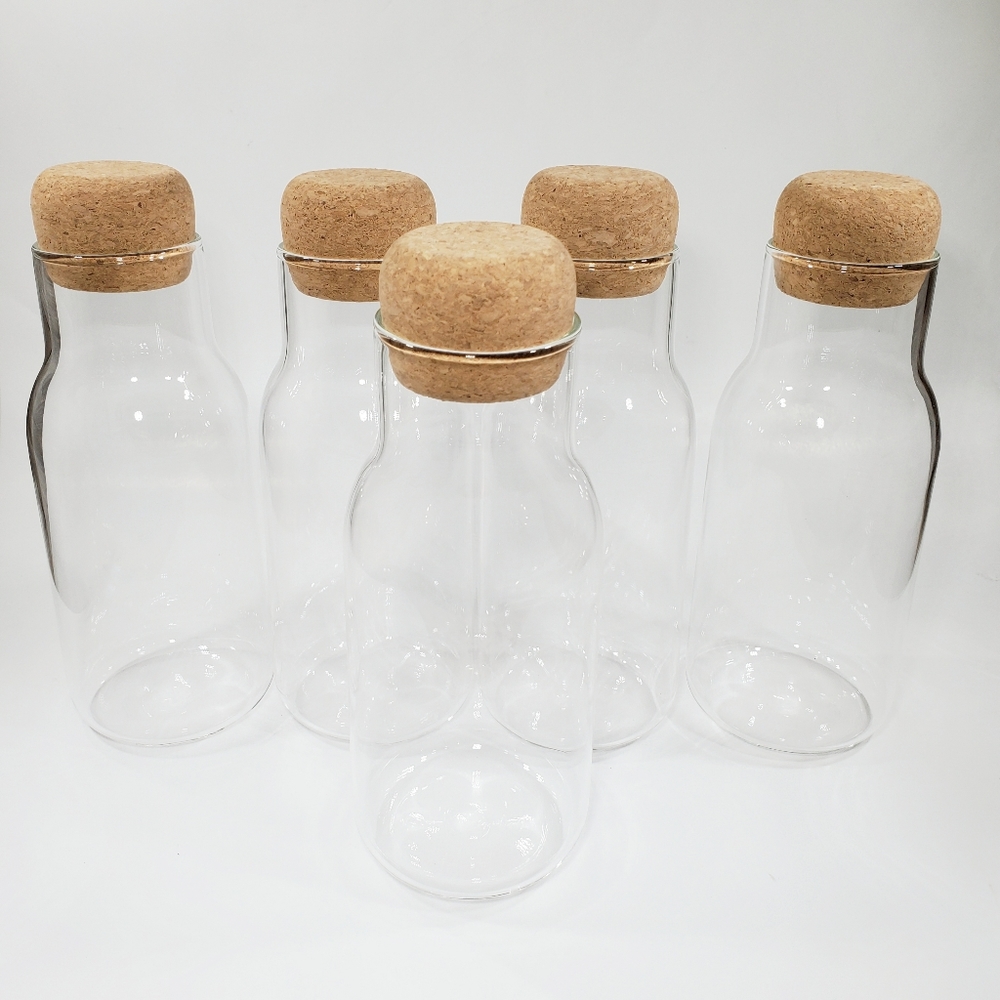 Lot of 5 Modern Farmhouse Spice Glass Jars Bottles